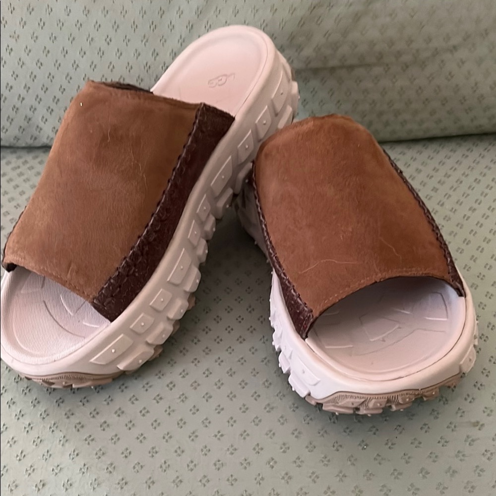UGG Brown and White Mules